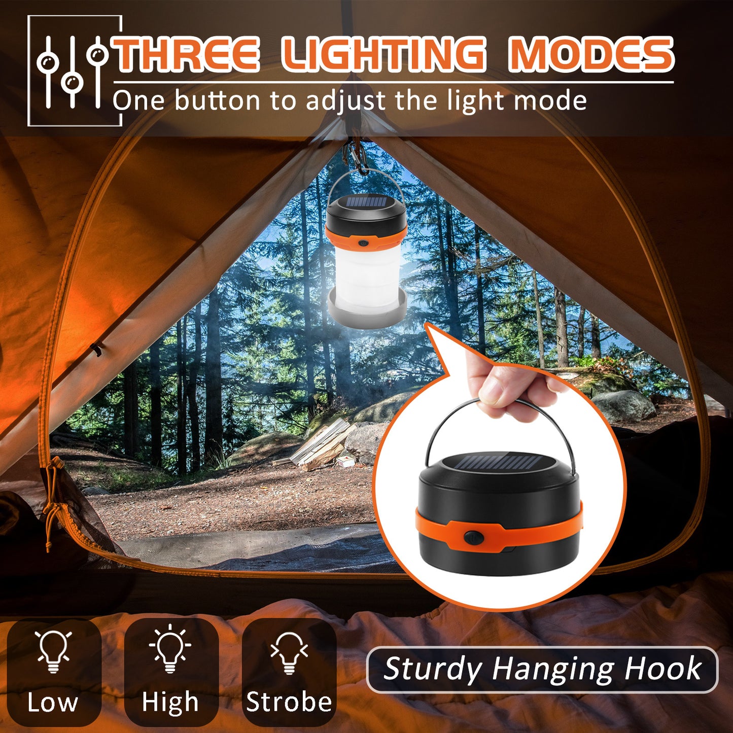 Solar Camping Lights With Free Multifunctional Whistle