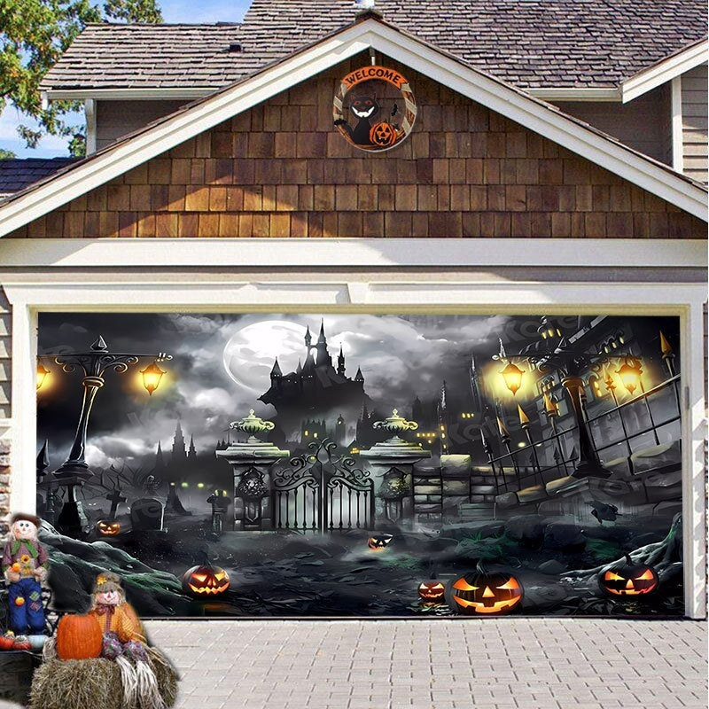 Halloween Garage Background Decoration